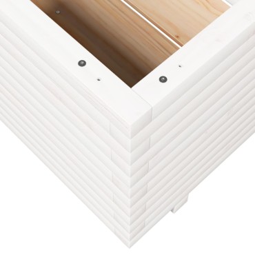 vidaXL Ζαρντινιέρα Κήπου Λευκή 60x60x49,5 εκ. από Μασίφ Ξύλο Πεύκου