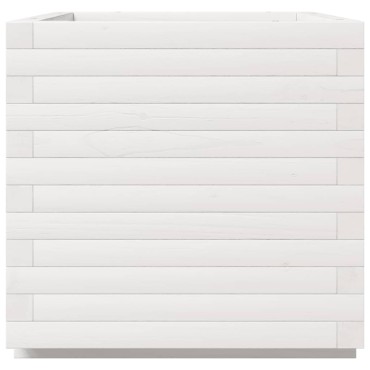 vidaXL Ζαρντινιέρα Λευκή. 50x50x49,5 εκ από Μασίφ Ξύλο Πεύκου