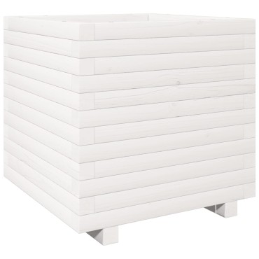 vidaXL Ζαρντινιέρα Λευκή. 50x50x49,5 εκ από Μασίφ Ξύλο Πεύκου