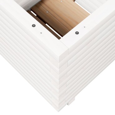 vidaXL Ζαρντινιέρα Λευκή. 50x50x49,5 εκ από Μασίφ Ξύλο Πεύκου