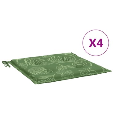 vidaXL Μαξιλάρια Καρέκλας 4 τεμ. Σχέδιο Φύλλων 40x40x4cm Υφασμάτινα