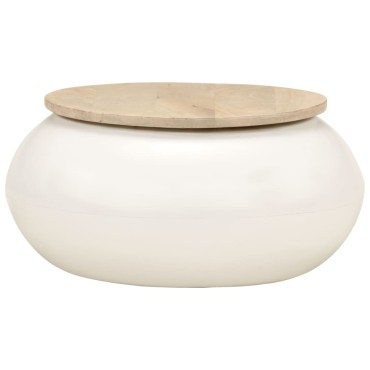 vidaXL Τραπεζάκι Σαλονιού Λευκό 51x51x27cm από Μασίφ Ξύλο Μάνγκο 1 τεμ.