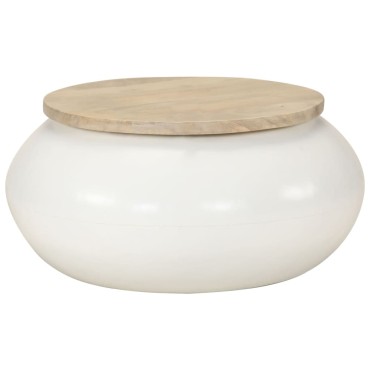 vidaXL Τραπεζάκι Σαλονιού Λευκό 51x51x27cm από Μασίφ Ξύλο Μάνγκο 1 τεμ.