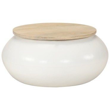 vidaXL Τραπεζάκι Σαλονιού Λευκό 51x51x27cm από Μασίφ Ξύλο Μάνγκο 1 τεμ.