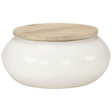 vidaXL Τραπεζάκι Σαλονιού Λευκό 51x51x27cm από Μασίφ Ξύλο Μάνγκο 1 τεμ.
