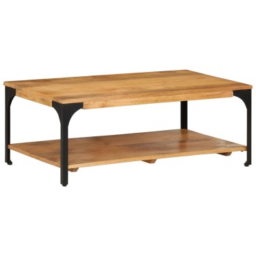 vidaXL Τραπεζάκι Σαλονιού 2 Επ. 100x55x38cm Μασίφ Ξύλο Μάνγκο/Ατσάλι 1 τεμ.