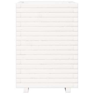 vidaXL Ζαρντινιέρα Κήπου Λευκή 50x50x72 εκ. από Μασίφ Ξύλο Πεύκου