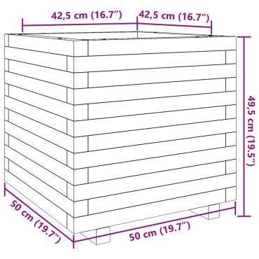 vidaXL Ζαρντινιέρα Κήπου 50x50x49,5 εκ από Μασίφ Ξύλο Πεύκου