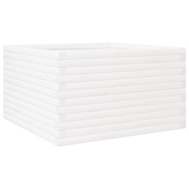 vidaXL Ζαρντινιέρα Κήπου Λευκή 80x80x46 εκ. από Μασίφ Ξύλο Πεύκου