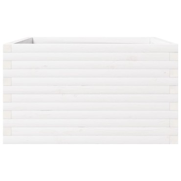 vidaXL Ζαρντινιέρα Κήπου Λευκή 80x80x46 εκ. από Μασίφ Ξύλο Πεύκου