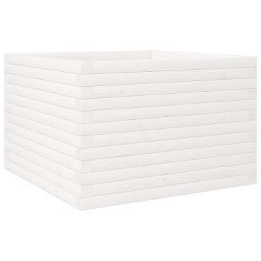 vidaXL Ζαρντινιέρα Κήπου Λευκή 70x70x46 εκ. από Μασίφ Ξύλο Πεύκου