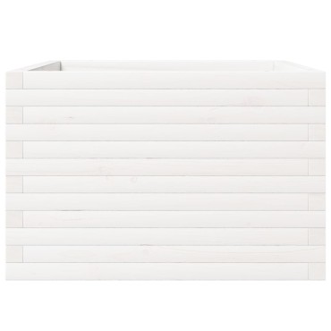 vidaXL Ζαρντινιέρα Κήπου Λευκή 70x70x46 εκ. από Μασίφ Ξύλο Πεύκου