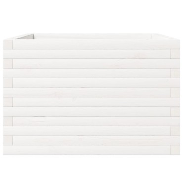 vidaXL Ζαρντινιέρα Κήπου Λευκή 70x70x46 εκ. από Μασίφ Ξύλο Πεύκου