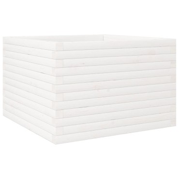 vidaXL Ζαρντινιέρα Κήπου Λευκή 70x70x46 εκ. από Μασίφ Ξύλο Πεύκου