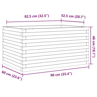 vidaXL Ζαρντινιέρα Κήπου 90x60x46 εκ. από Μασίφ Ξύλο Ψευδοτσούγκας