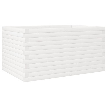 vidaXL Ζαρντινιέρα Λευκή 90x60x46 εκ. από Μασίφ Ξύλο Πεύκου