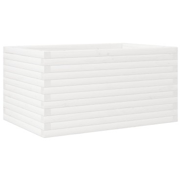 vidaXL Ζαρντινιέρα Λευκή 90x60x46 εκ. από Μασίφ Ξύλο Πεύκου
