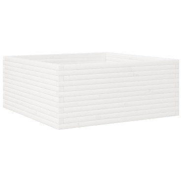 vidaXL Ζαρντινιέρα Κήπου Λευκή 110x110x46 εκ. από Μασίφ Ξύλο Πεύκου