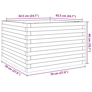 vidaXL Ζαρντινιέρα Καφέ Κεριού 70x70x46 εκ. από Μασίφ Ξύλο Πεύκου