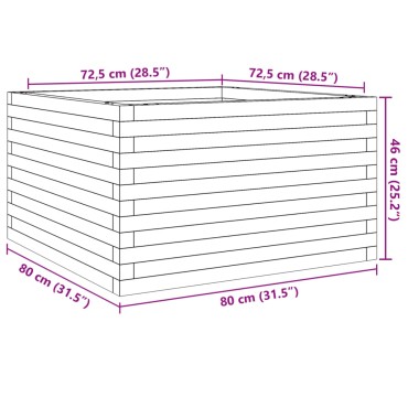 vidaXL Ζαρντινιέρα Καφέ Κεριού 80x80x46 εκ. από Μασίφ Ξύλο Πεύκου