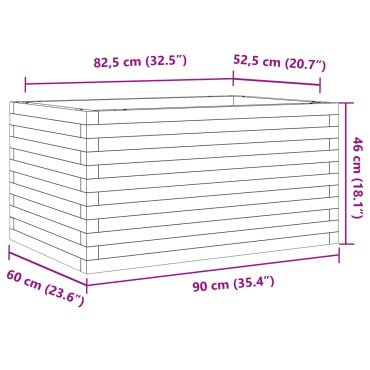 vidaXL Ζαρντινιέρα Καφέ Κεριού 90x60x46 εκ. από Μασίφ Ξύλο Πεύκου