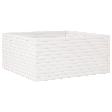 vidaXL Ζαρντινιέρα Κήπου Λευκή 100x100x46 εκ. από Μασίφ Ξύλο Πεύκου