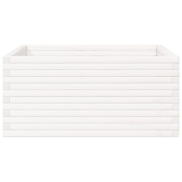 vidaXL Ζαρντινιέρα Κήπου Λευκή 100x100x46 εκ. από Μασίφ Ξύλο Πεύκου