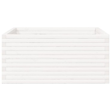 vidaXL Ζαρντινιέρα Κήπου Λευκή 100x100x46 εκ. από Μασίφ Ξύλο Πεύκου