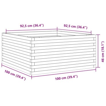 vidaXL Ζαρντινιέρα Κήπου Λευκή 100x100x46 εκ. από Μασίφ Ξύλο Πεύκου