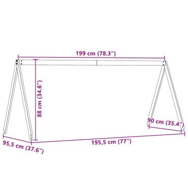 vidaXL Οροφή Κρεβατιού Παιδική Καφέ 199x95,5x88 εκ. Μασίφ Ξύλο Πεύκου