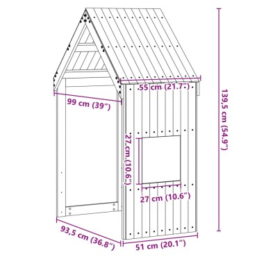 vidaXL Οροφή Κρεβατιού Παιδική Καφέ 55x99x139,5 εκ Μασίφ Ξύλο Πεύκου