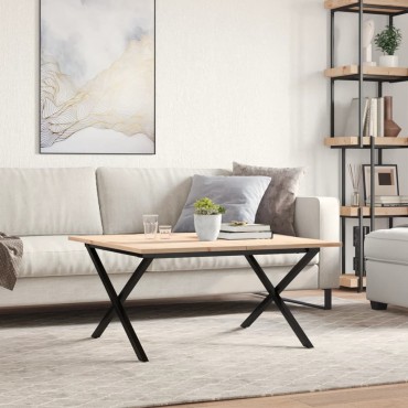 vidaXL Τραπεζάκι Σαλονιού Πλαίσιο Χ 80x80x45cm Μασίφ Πεύκο/Ατσάλι