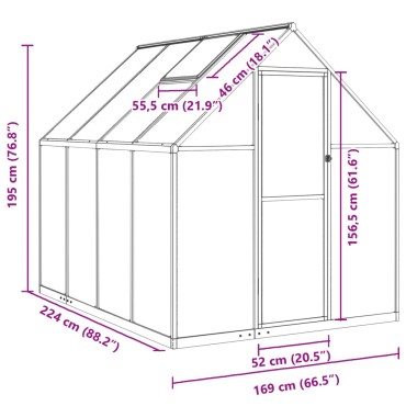 vidaXL Θερμοκήπιο με Πλαίσιο Βάσης Πράσινο 224x169x195 εκ. Αλουμινίου
