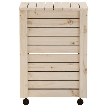 vidaXL Καλάθι Άπλυτων με Τροχούς RANA 45x45x64εκ. Μασίφ Ξύλο Πεύκου