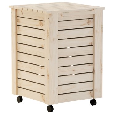 vidaXL Καλάθι Άπλυτων με Τροχούς RANA 45x45x64εκ. Μασίφ Ξύλο Πεύκου