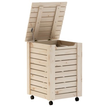vidaXL Καλάθι Άπλυτων με Τροχούς RANA 45x45x64εκ. Μασίφ Ξύλο Πεύκου