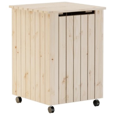 vidaXL Καλάθι Άπλυτων με Τροχούς RANA 45x45x64εκ. Μασίφ Ξύλο Πεύκου