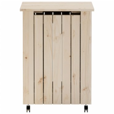 vidaXL Καλάθι Άπλυτων με Τροχούς RANA 45x45x64εκ. Μασίφ Ξύλο Πεύκου