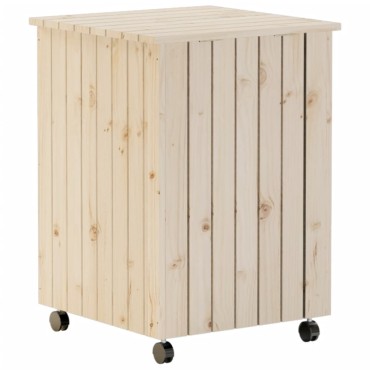 vidaXL Καλάθι Άπλυτων με Τροχούς RANA 45x45x64εκ. Μασίφ Ξύλο Πεύκου