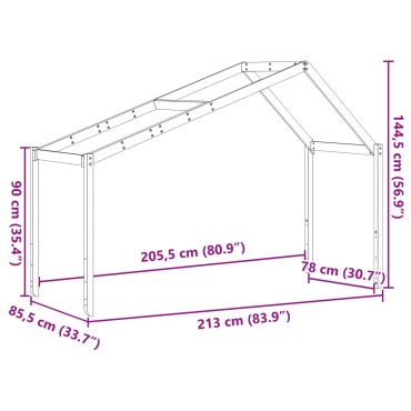 vidaXL Οροφή Κρεβατιού Παιδική Λευκό 213x85,5x144,5 εκ. Ξύλο Πεύκου