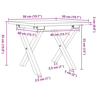 vidaXL Τραπεζάκι Σαλονιού Πλαίσιο Χ 50x50x35cm Μασίφ Πεύκο/Ατσάλι