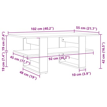 vidaXL Τραπεζάκι Σαλονιού Γκρι Σκυρ. 102x55x42cm Επεξεργασμένο Ξύλο 1 τεμ.