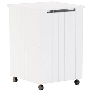 vidaXL Καλάθι Άπλυτων με Τροχούς RANA Λευκό 45x45x64εκ. Μασίφ Πεύκο