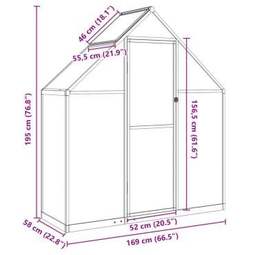 vidaXL Θερμοκήπιο με Πλαίσιο Βάσης Πράσινο 169x58x195 εκ. Αλουμινίου