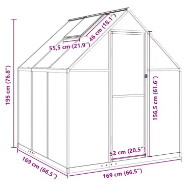 vidaXL Θερμοκήπιο με Πλαίσιο Βάσης Πράσινο 169x169x195 εκ. Αλουμίνιο