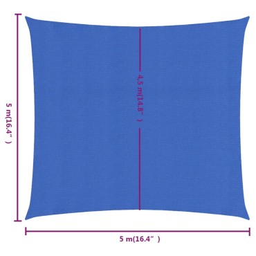 vidaXL Πανί Σκίασης Τετράγωνο Μπλε 5x5 μ. από HDPE 160 γρ./μ²