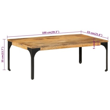vidaXL Τραπεζάκι Σαλονιού 100x55x35cm από Μασίφ Ξύλο Μάνγκο 1 τεμ.