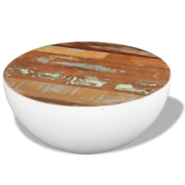 vidaXL Τραπεζάκι Σαλονιού Ημισφαιρικό Λευκό 50x24cm Ανακυκλ. Ξύλο 1 τεμ.