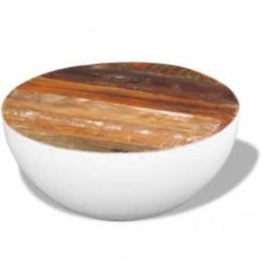 vidaXL Τραπεζάκι Σαλονιού Ημισφαιρικό Λευκό 50x24cm Ανακυκλ. Ξύλο 1 τεμ.