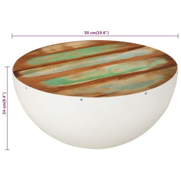 vidaXL Τραπεζάκι Σαλονιού Ημισφαιρικό Λευκό 50x24cm Ανακυκλ. Ξύλο 1 τεμ.